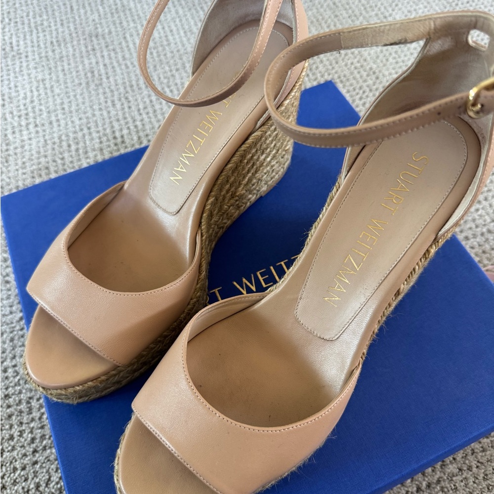 Stuart Weitzman Blush Espadrille Wedge Sandals - Picture 2 of 9